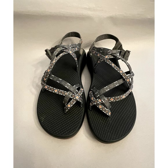 Chaco Women's ZX2 Classic Strappy Sandal Gray Orange Pattern Comfy Size 11 - Picture 3 of 11